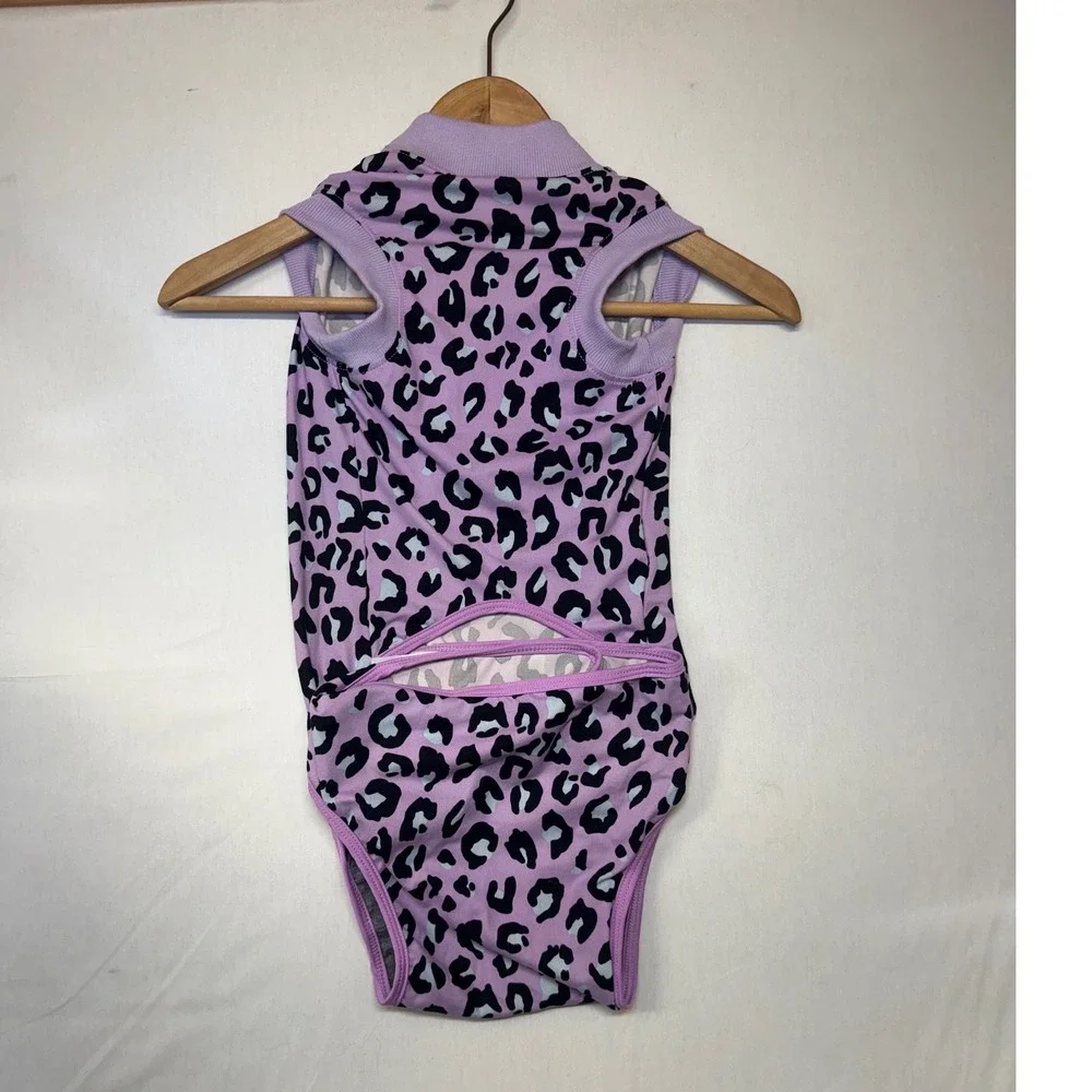 Kuoser Dog Recovery Suit Purple Leopard Print Surgery Snuggly Cone Alt Large NWT